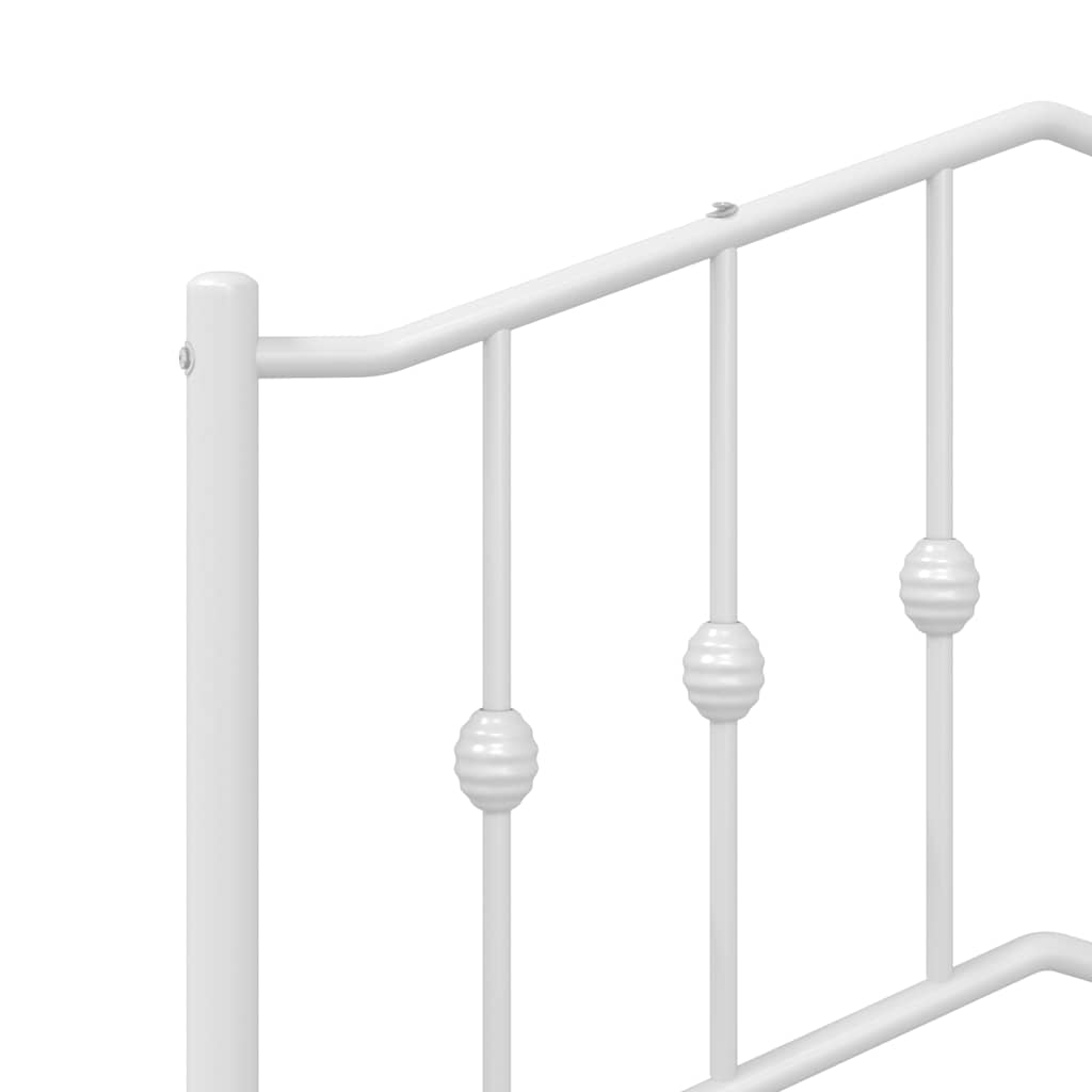 Metal Bed Frame without Mattress with Headboard White 183x213cm