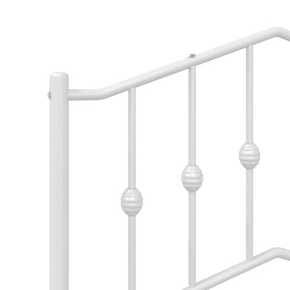 Metal Bed Frame without Mattress with Headboard White 183x213cm