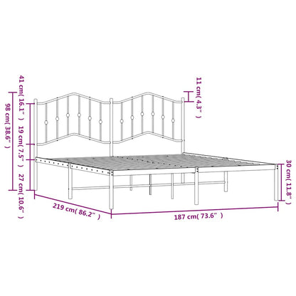 Metal Bed Frame without Mattress with Headboard White 183x213cm