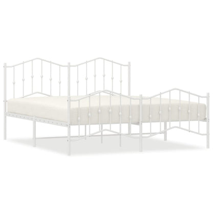 Metal Bed Frame without Mattress with Footboard White 183x213cm