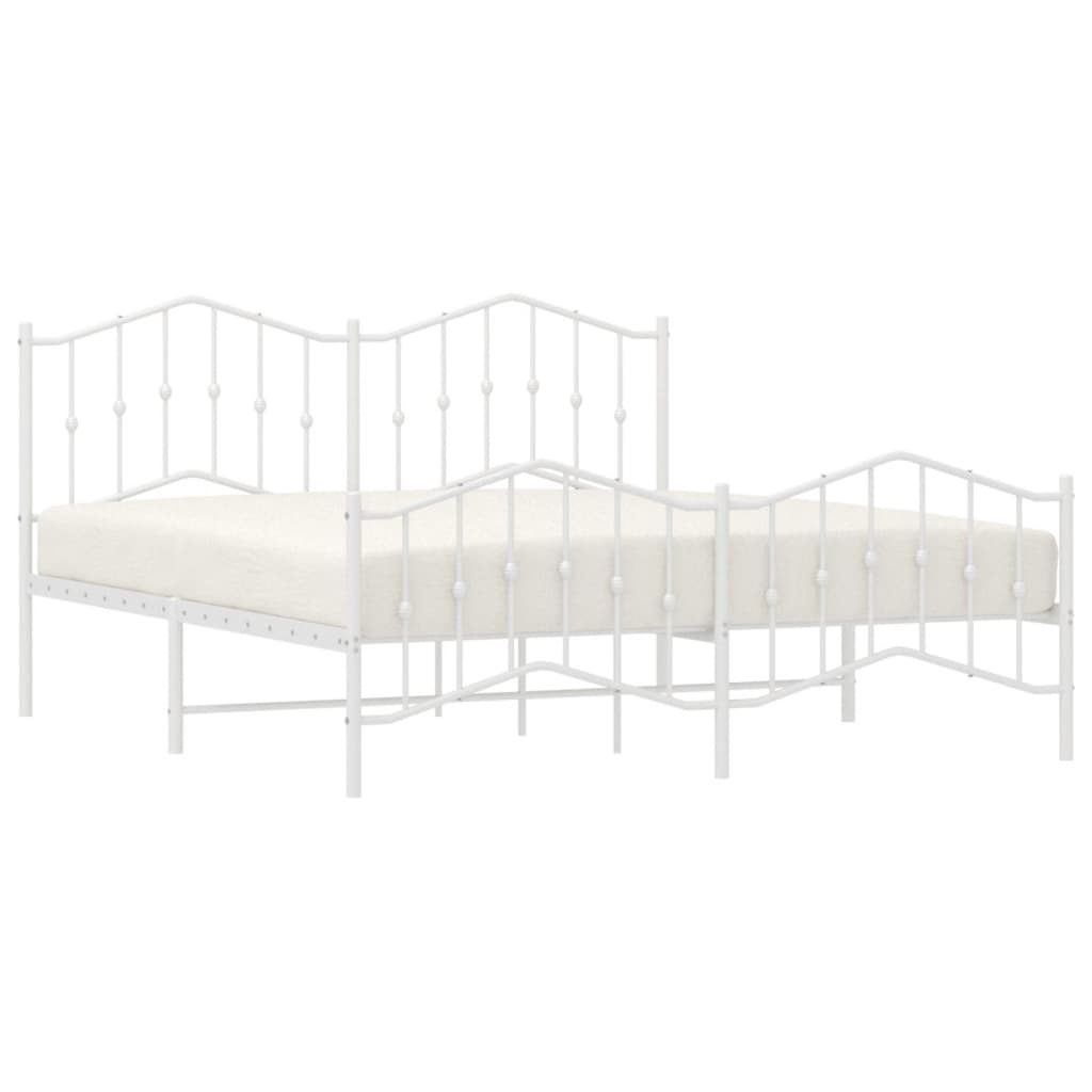 Metal Bed Frame without Mattress with Footboard White 183x213cm