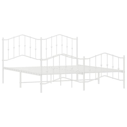 Metal Bed Frame without Mattress with Footboard White 183x213cm