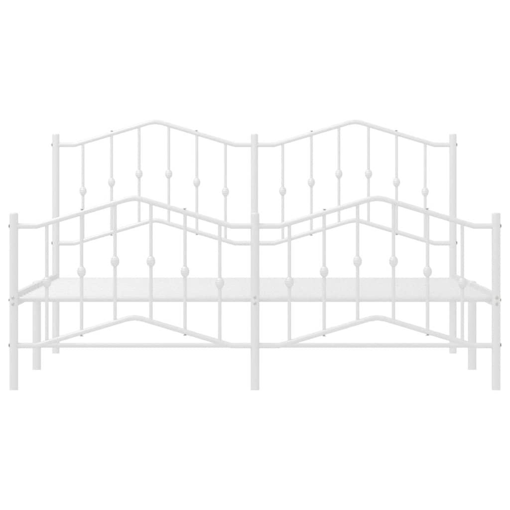 Metal Bed Frame without Mattress with Footboard White 183x213cm