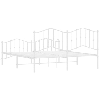 Metal Bed Frame without Mattress with Footboard White 183x213cm