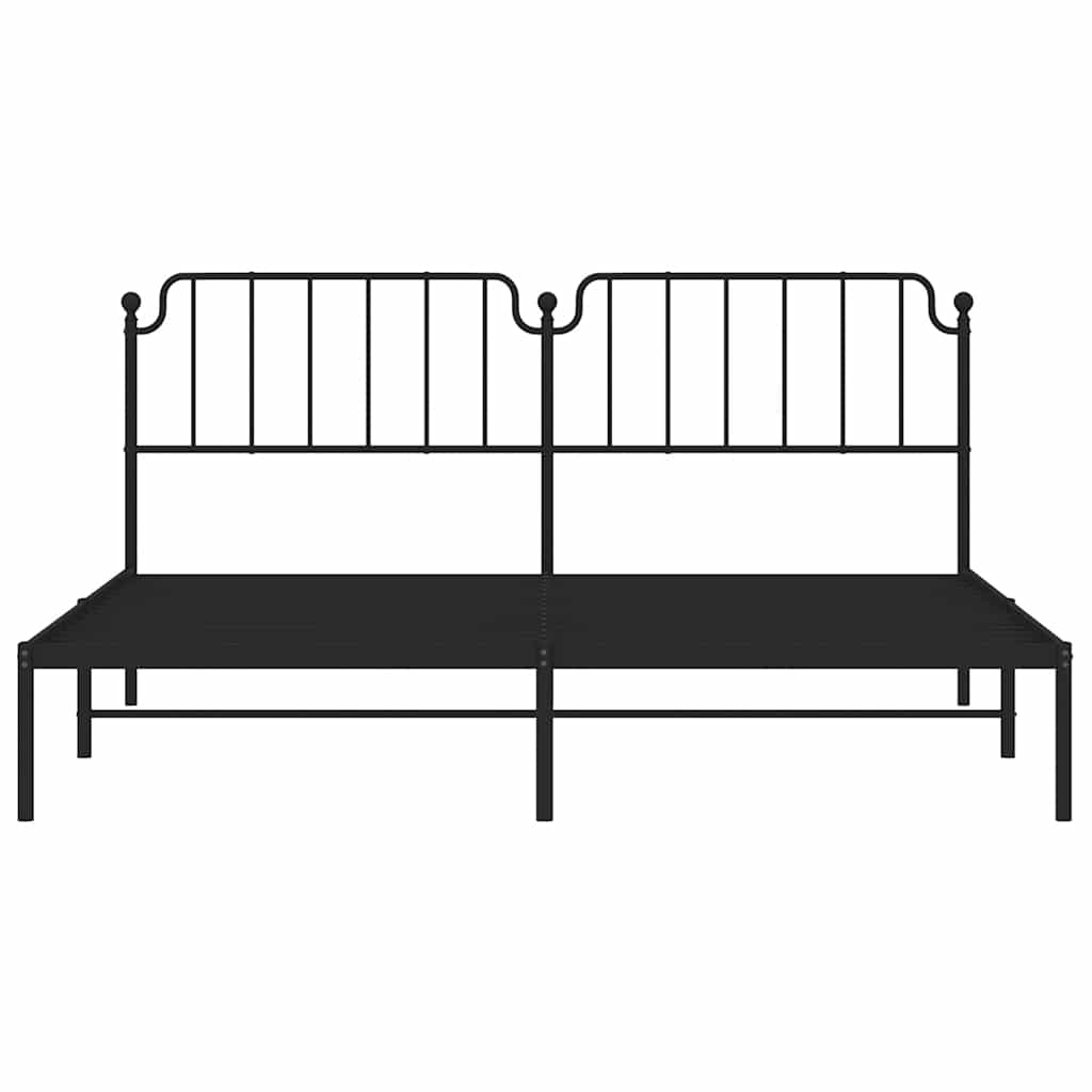 Metal Bed Frame without Mattress with Headboard Black 193x203cm