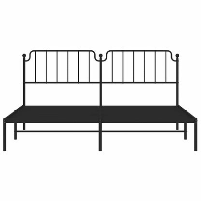 Metal Bed Frame without Mattress with Headboard Black 193x203cm