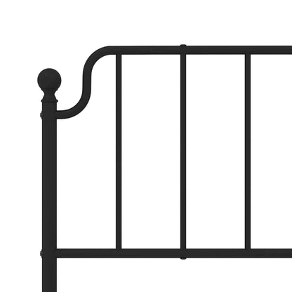 Metal Bed Frame without Mattress with Headboard Black 193x203cm