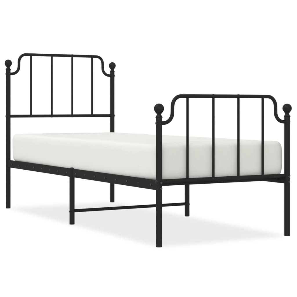 Metal Bed Frame without Mattress with Footboard Black 80x200cm