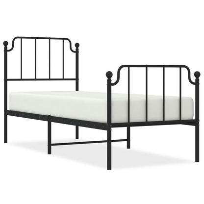 Metal Bed Frame without Mattress with Footboard Black 80x200cm