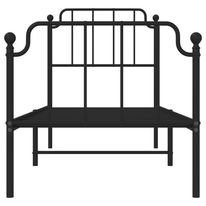 Metal Bed Frame without Mattress with Footboard Black 80x200cm