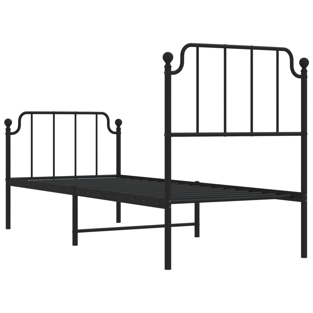 Metal Bed Frame without Mattress with Footboard Black 80x200cm