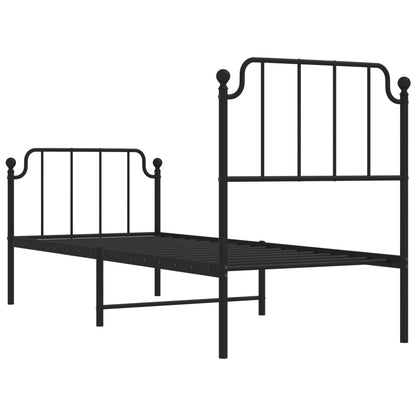Metal Bed Frame without Mattress with Footboard Black 80x200cm