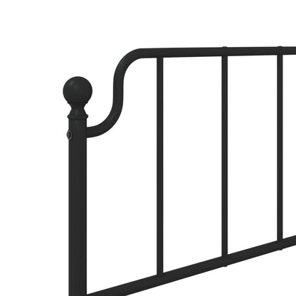 Metal Bed Frame without Mattress with Footboard Black 80x200cm