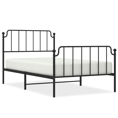Metal Bed Frame without Mattress with Footboard Black 107x203cm