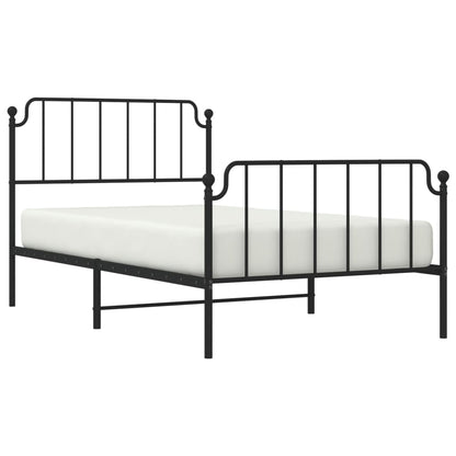 Metal Bed Frame without Mattress with Footboard Black 107x203cm