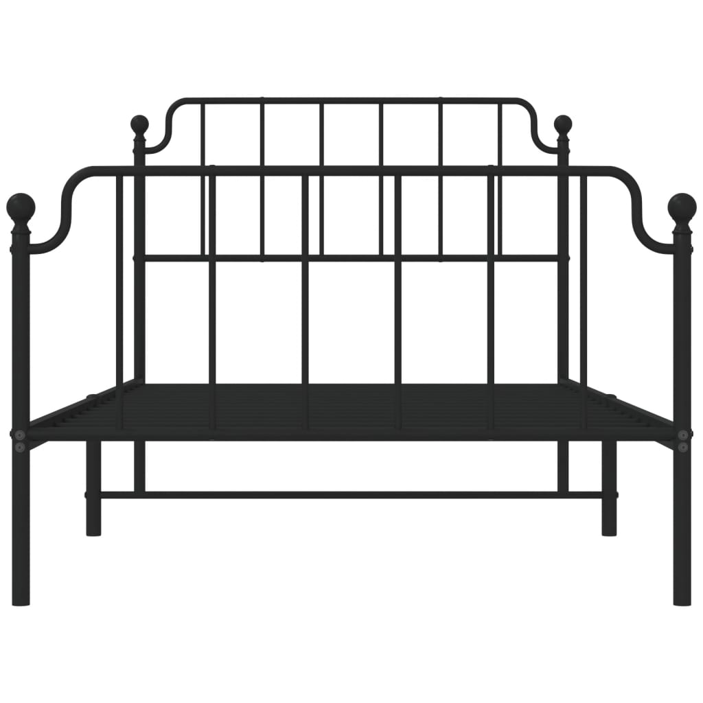 Metal Bed Frame without Mattress with Footboard Black 107x203cm