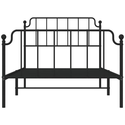 Metal Bed Frame without Mattress with Footboard Black 107x203cm