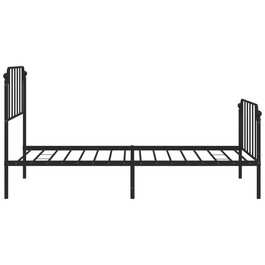 Metal Bed Frame without Mattress with Footboard Black 107x203cm