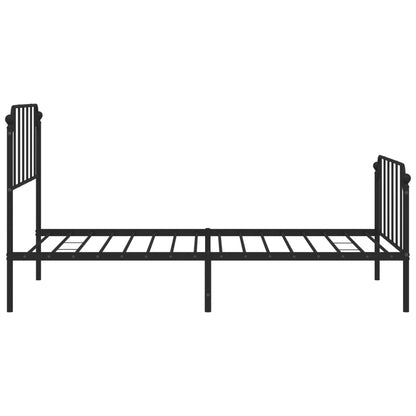 Metal Bed Frame without Mattress with Footboard Black 107x203cm
