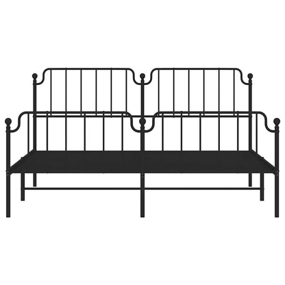 Metal Bed Frame without Mattress with Footboard Black 183x213cm