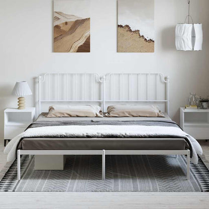Metal Bed Frame without Mattress with Headboard White 183x213cm
