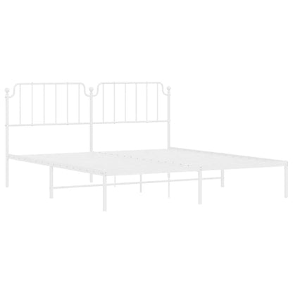 Metal Bed Frame without Mattress with Headboard White 183x213cm