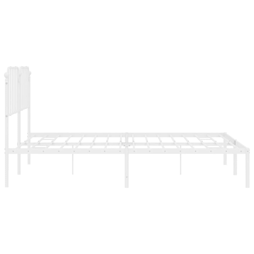 Metal Bed Frame without Mattress with Headboard White 183x213cm