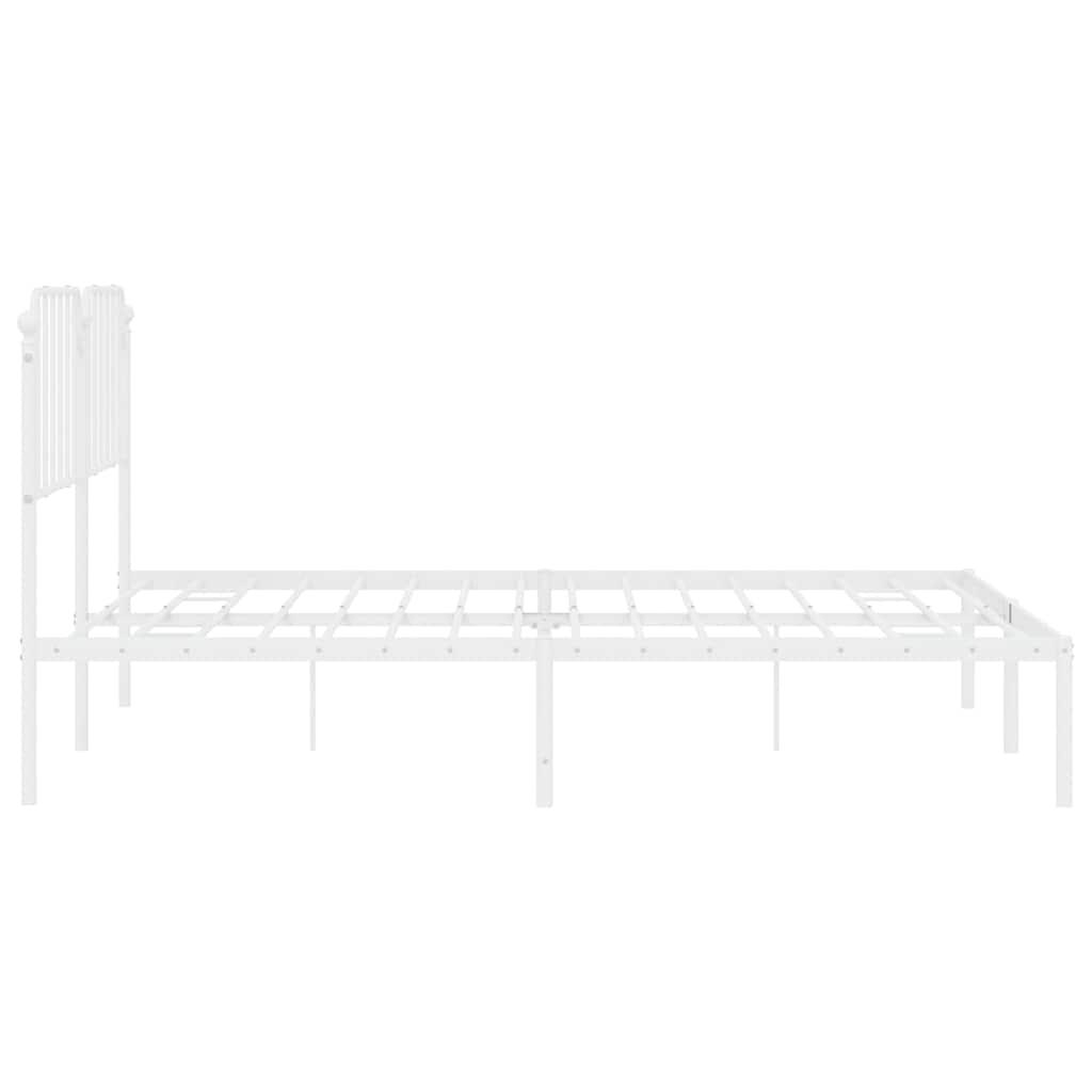 Metal Bed Frame without Mattress with Headboard White 183x213cm