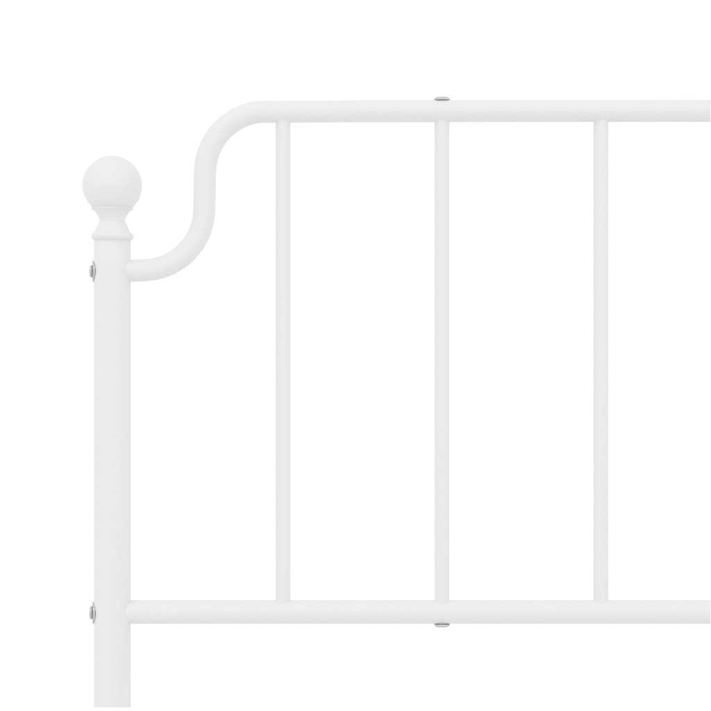 Metal Bed Frame without Mattress with Headboard White 183x213cm