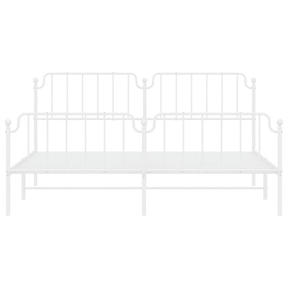 Metal Bed Frame without Mattress with Footboard White 193x203cm