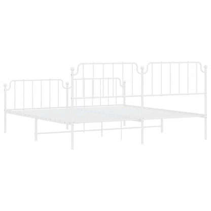 Metal Bed Frame without Mattress with Footboard White 193x203cm