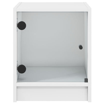Bedside Cabinets with Glass Doors 2 pcs White 35x37x42 cm
