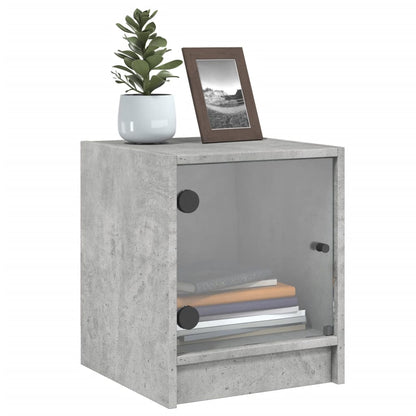 Bedside Cabinets with Glass Doors 2 pcs Concrete Grey 35x37x42 cm