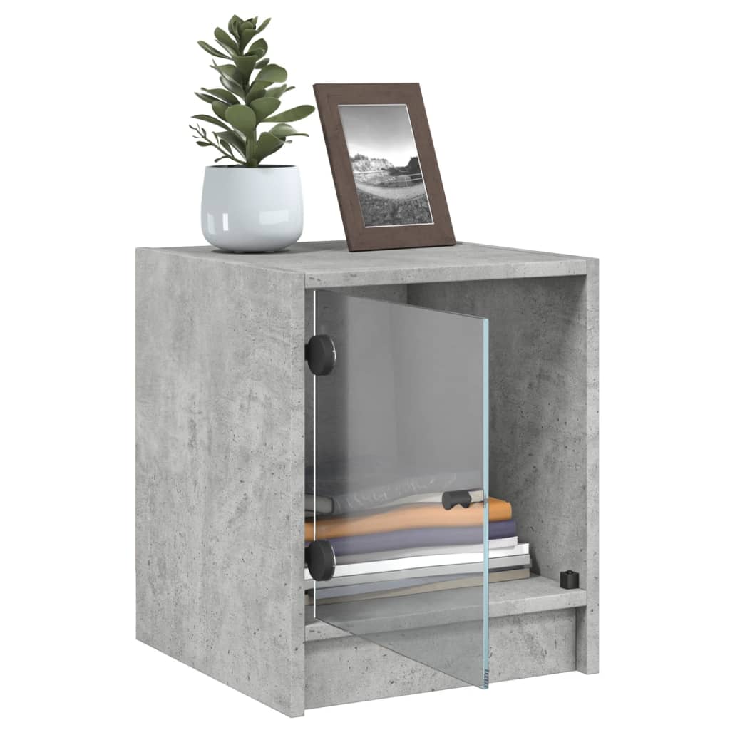 Bedside Cabinets with Glass Doors 2 pcs Concrete Grey 35x37x42 cm