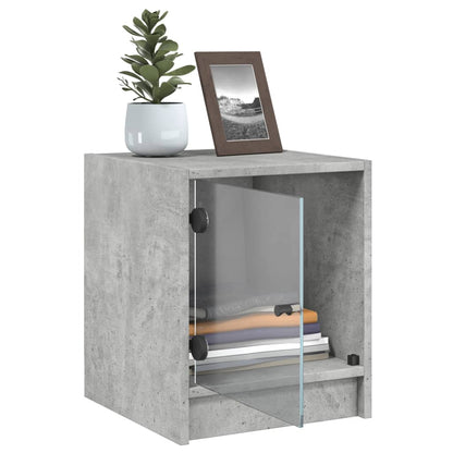 Bedside Cabinets with Glass Doors 2 pcs Concrete Grey 35x37x42 cm