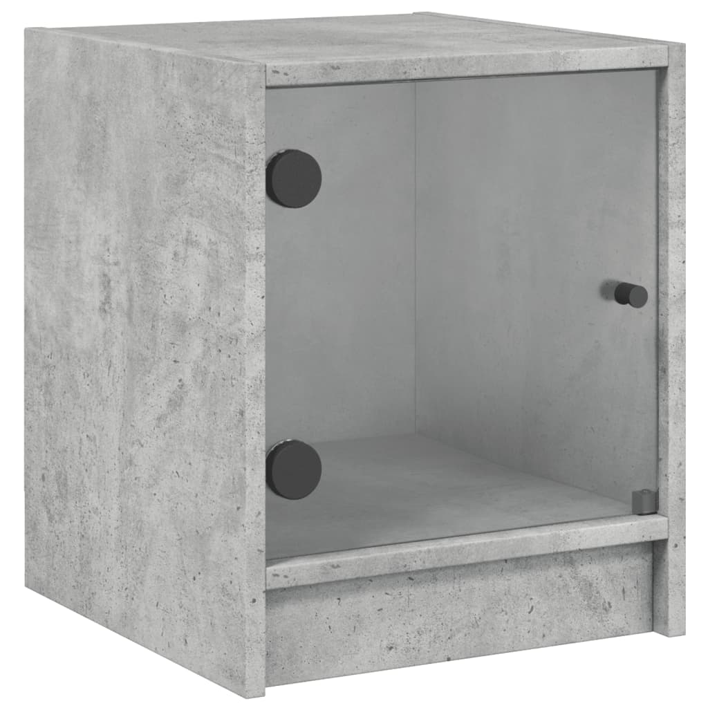 Bedside Cabinets with Glass Doors 2 pcs Concrete Grey 35x37x42 cm