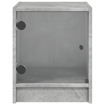 Bedside Cabinets with Glass Doors 2 pcs Concrete Grey 35x37x42 cm