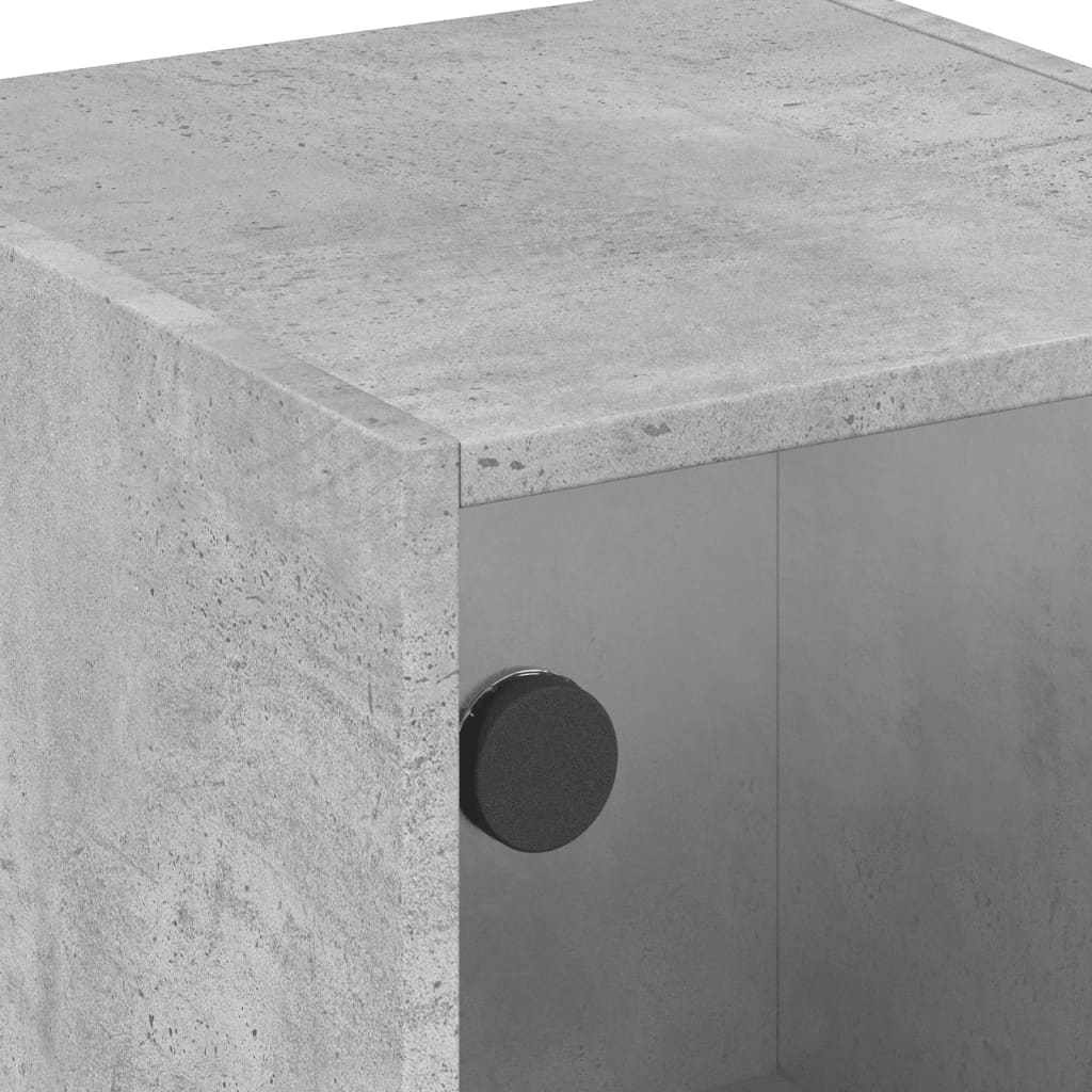 Bedside Cabinets with Glass Doors 2 pcs Concrete Grey 35x37x42 cm