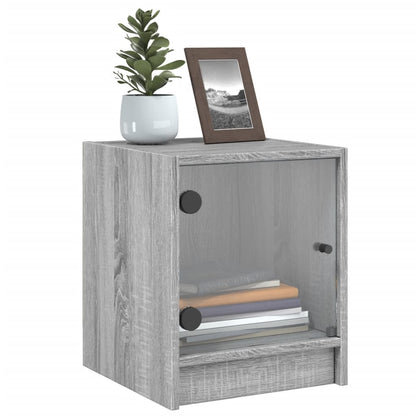 Bedside Cabinet with Glass Door Grey Sonoma 35x37x42 cm