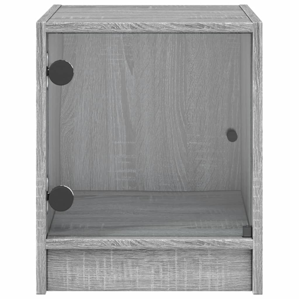 Bedside Cabinet with Glass Door Grey Sonoma 35x37x42 cm