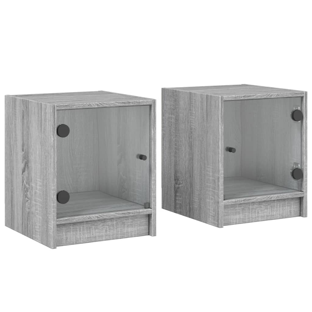 Bedside Cabinets with Glass Doors 2 pcs Grey Sonoma 35x37x42 cm