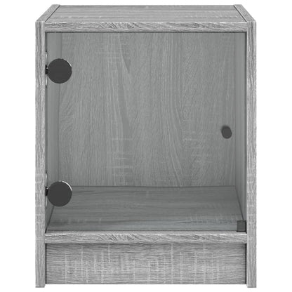 Bedside Cabinets with Glass Doors 2 pcs Grey Sonoma 35x37x42 cm