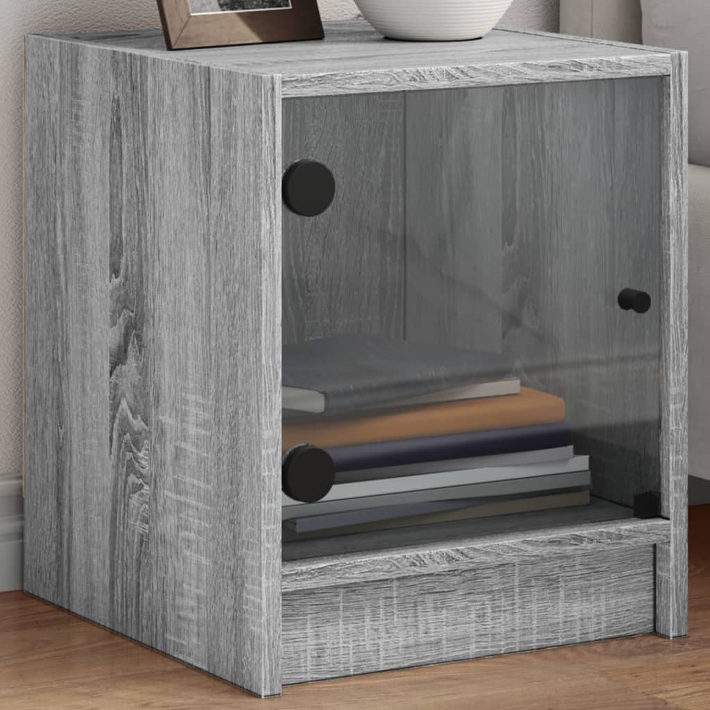 Bedside Cabinets with Glass Doors 2 pcs Grey Sonoma 35x37x42 cm