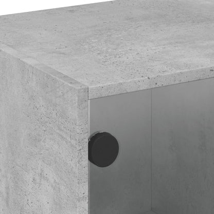 Coffee Table with Glass Doors Concrete Grey 68x50x42 cm