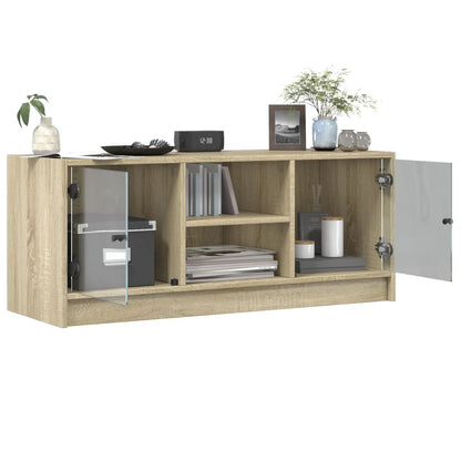 TV Cabinet with Glass Doors Sonoma Oak 102x37x42 cm