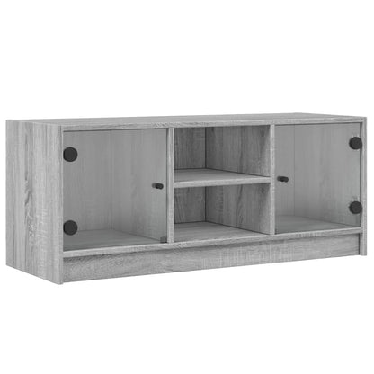 TV Cabinet with Glass Doors Grey Sonoma 102x37x42 cm