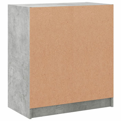 Side Cabinet with Glass Doors Concrete Grey 68x37x75.5 cm