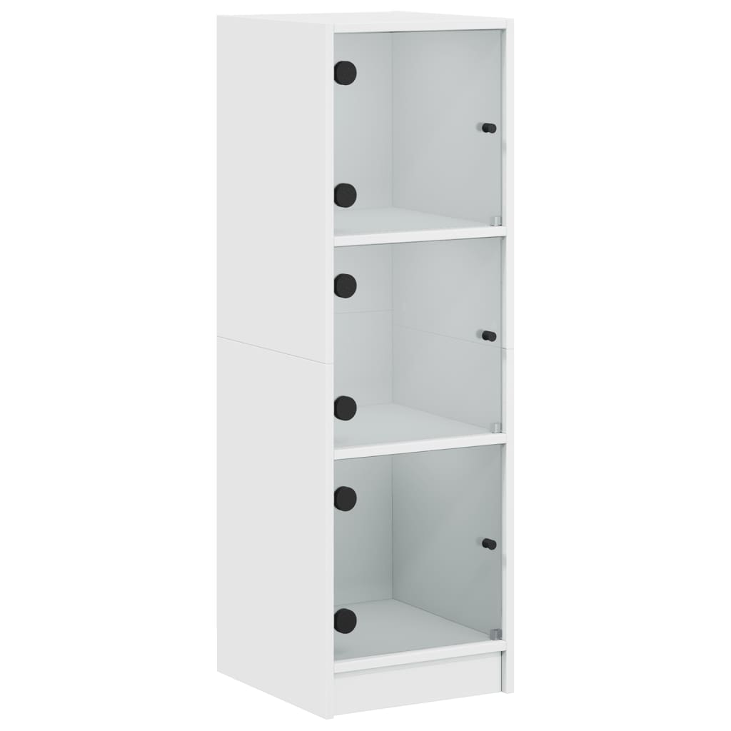 Highboard with Glass Doors White 35x37x109 cm