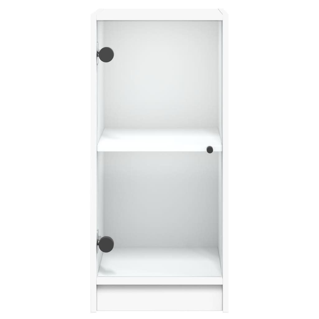 Side Cabinet with Glass Doors White 35x37x75.5 cm