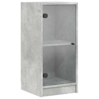 Side Cabinet with Glass Doors Concrete Grey 35x37x75.5 cm